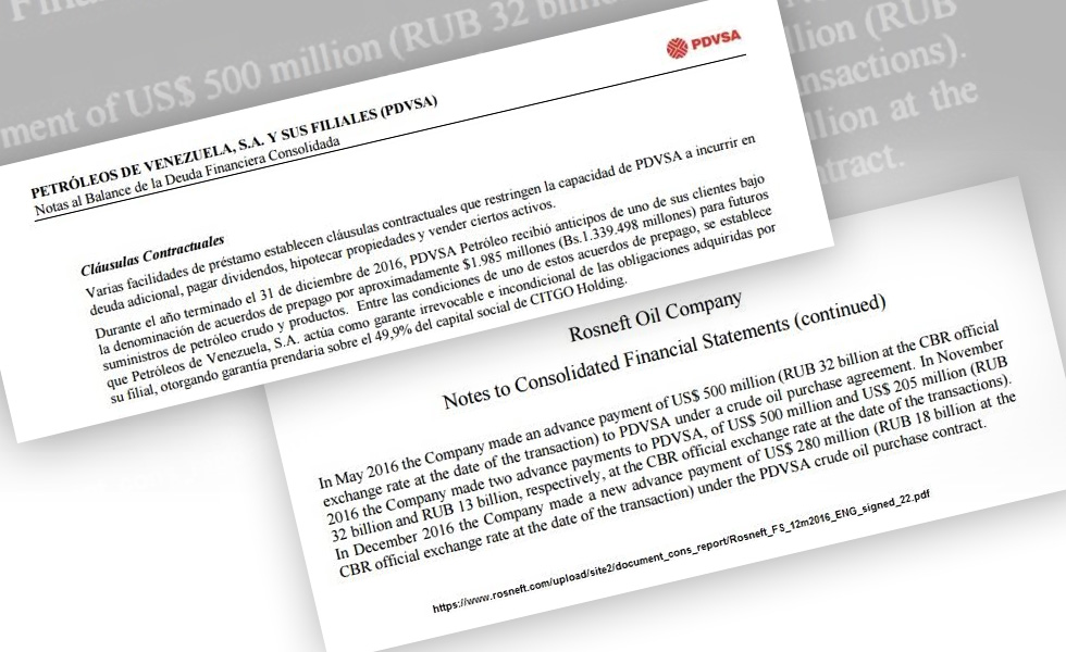 El auditor de Pdvsa afirma que la estatal recibió 1.985 MMUSD de Rosneft en 2016. El auditor de Rosneft lo niega