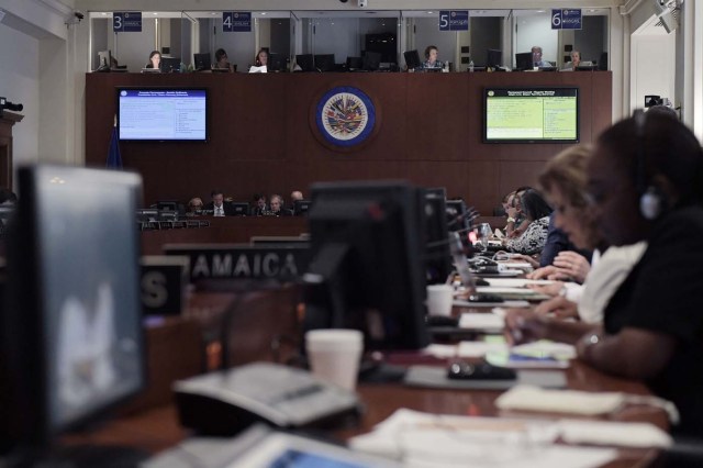   Vista de la reunión ordinaria de la Organización de Estados Americanos (OEA)  en la sede de la organización en Washington  (Foto EFE/LENIN NOLLY)