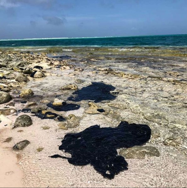 Presencia de parches de petróleo en el Parque Nacional Archipiélago Los Roques, específicamente en Nordisquí.