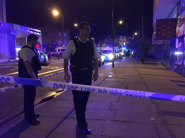 Police are seen near Finsbury Park as British police say there are casualties after reports of vehicle colliding with pedestrians in North London, Britain June 19, 2017. REUTERS/Ritvik Carvalho