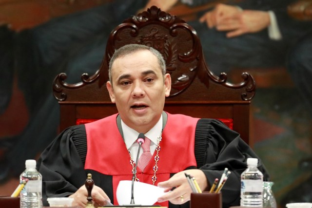 Venezuela's Supreme Court President Maikel Moreno speaks during a news conference at the Supreme Court of Justice (TSJ) in Caracas, Venezuela June 28, 2017. REUTERS/Marco Bello