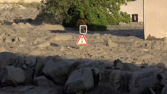 Still image taken from video shows the remote village Bondo in Switzerland, August 23, 2017 after a landslide struck the village in a remote Swiss valley. REUTERS/LOCAL TEAM via Reuters TV NO ACCESS IT WEBSITES ITALY OUT SWITZERLAND OUT