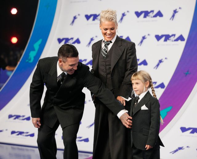 Pink, Willow Sage and Carey Hart. REUTERS/Danny Moloshok