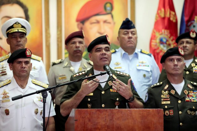 Venezuela's Defense Minister Vladimir Padrino speaks during a news conference in Caracas, Venezuela August 1, 2017. REUTERS/Marco Bello