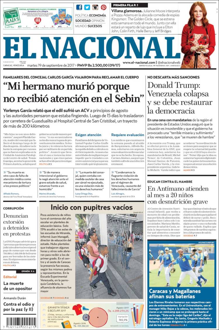 Portadas de este martes 19 de septiembre de 2017