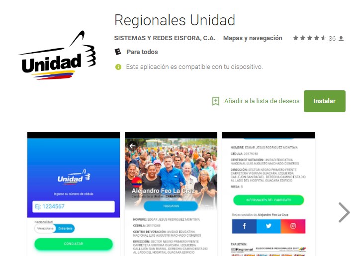 MUD creó aplicación para ubicar centros de votación