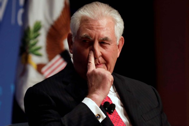 U.S. Secretary of State Rex Tillerson participates in a panel discussion after his remarks on U.S.- European Relations at the Wilson Center in Washington, U.S., November 28, 2017. REUTERS/Yuri Gripas