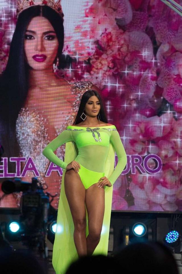 CAR007. CARACAS (VENEZUELA), 09/11/2017. La morena Sthefany Gutiérrez, representante del estado Delta Amacuro (noreste), desfila en traje de baño antes de coronarse como la reina del certamen de belleza nacional Miss Venezuela hoy, jueves 09 de noviembre del 2017, en la ciudad de Caracas (Venezuela). Gutiérrez recibió la corona de la también morena Keisy Sayago, que partirá en los próximos días a Estados Unidos para representar al país caribeño en el Miss Universo. EFE/Nathalie Sayago