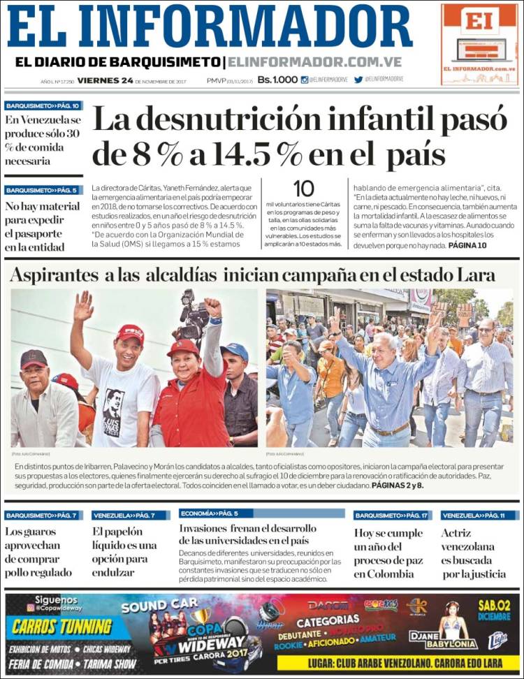 Portadas de este viernes 24 de noviembre de 2017