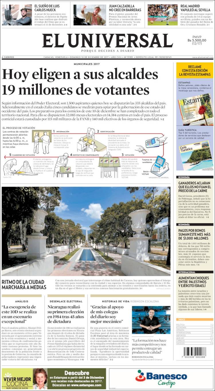 Portadas de este domingo 10 de diciembre de 2017