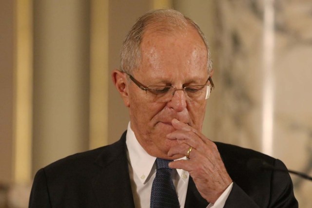 Peru's President Pedro Pablo Kuczynski attends a meeting with U.S. Secretary of State Rex Tillerson at the Government Palace in Lima, Peru, February 6, 2018. REUTERS/Guadalupe Pardo