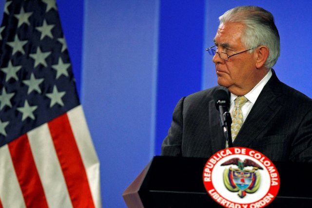 U.S. Secretary of State Rex Tillerson speaks during a news conference in Bogota, Colombia February 6, 2018. REUTERS/Jaime Saldarriaga