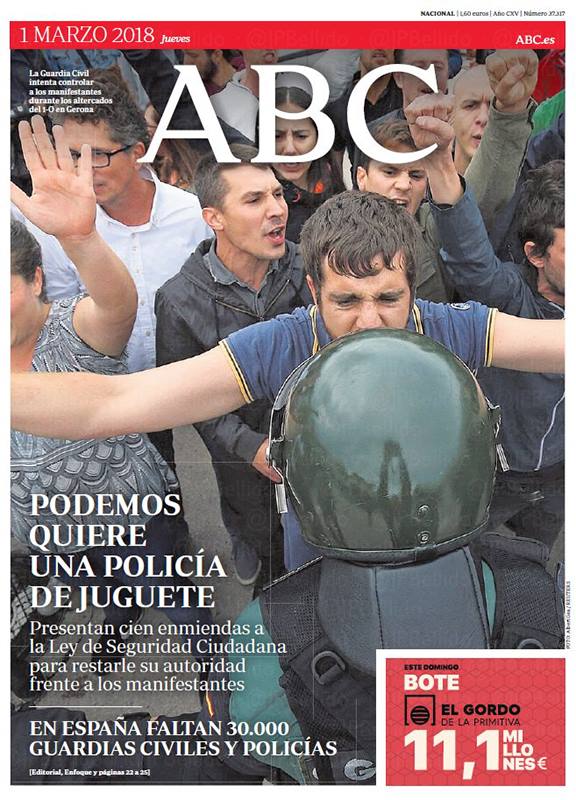 Portadas de la prensa internacional de este jueves 01 de marzo de 2018