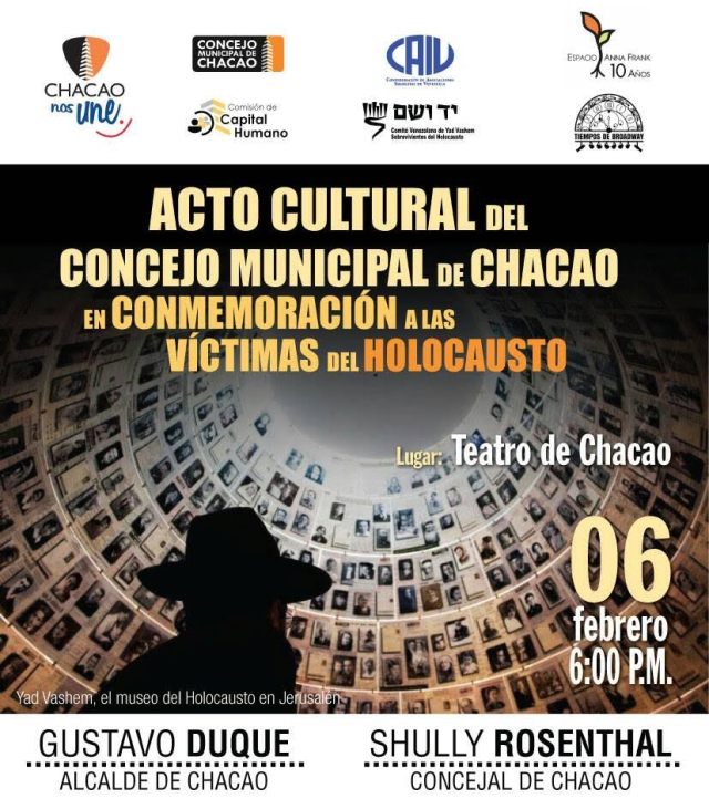 Cartel:  CHACAO RINDE TRIBUTO A LAS VÍCTIMAS DEL HOLOCAUSTO