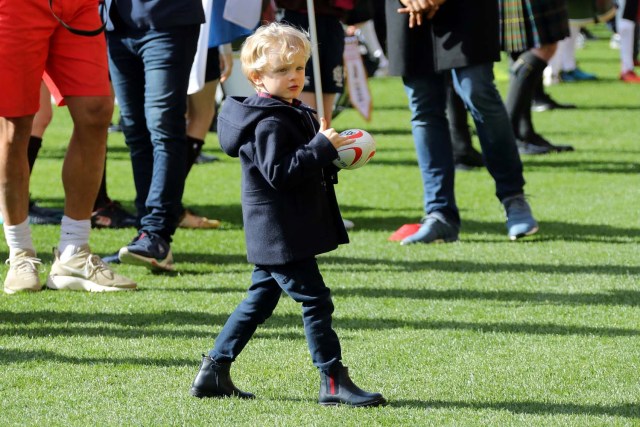 Prince Jacques of Monaco attends the International Rugby tournament Tournoi Sainte Devote at the Louis II Stadium in Monaco, March 31, 2018. Valery Hache/Pool via Reuters