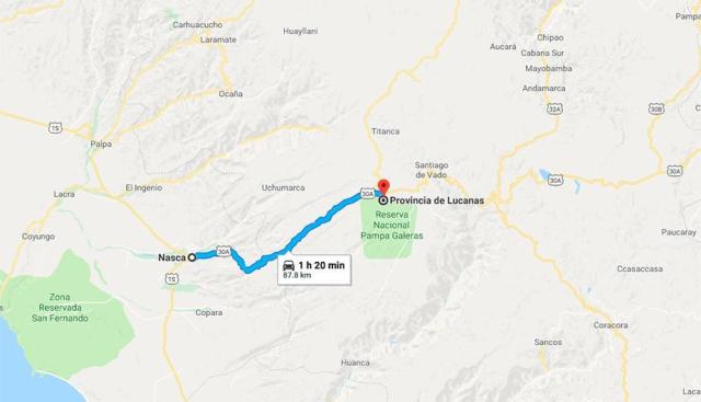 Perú. Accidente ocurrió a las 6:00 horas en la carretera Nasca-Puquio. (Foto: Google Maps)