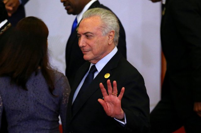 Brazil's President Michel Temer attends the family photo of the VIII Summit of the Americas in Lima, Peru April 14, 2018. REUTERS/Ivan Alvarado