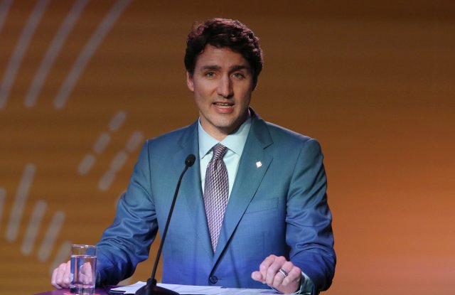 Canada's Prime Minister Justin Trudeau speaks during a press conference at the end of the VIII Summit of the Americas in Lima, Peru April 14, 2018. REUTERS/Guadalupe Pardo