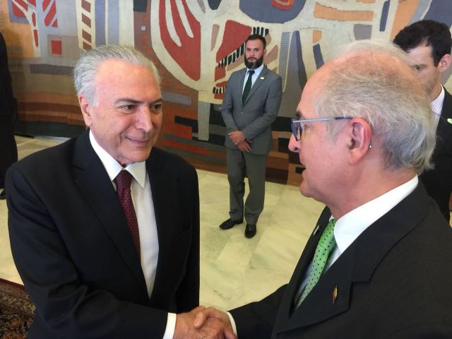 El presidente de Brasil, Michel Temer y Antonio Ledezma