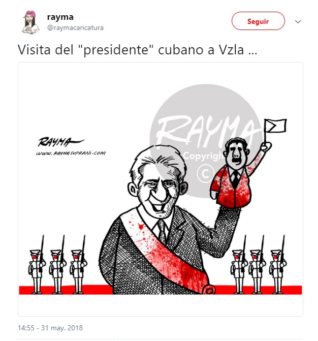 La caricatura de Rayma sobre la visita de Díaz-Canel a Venezuela