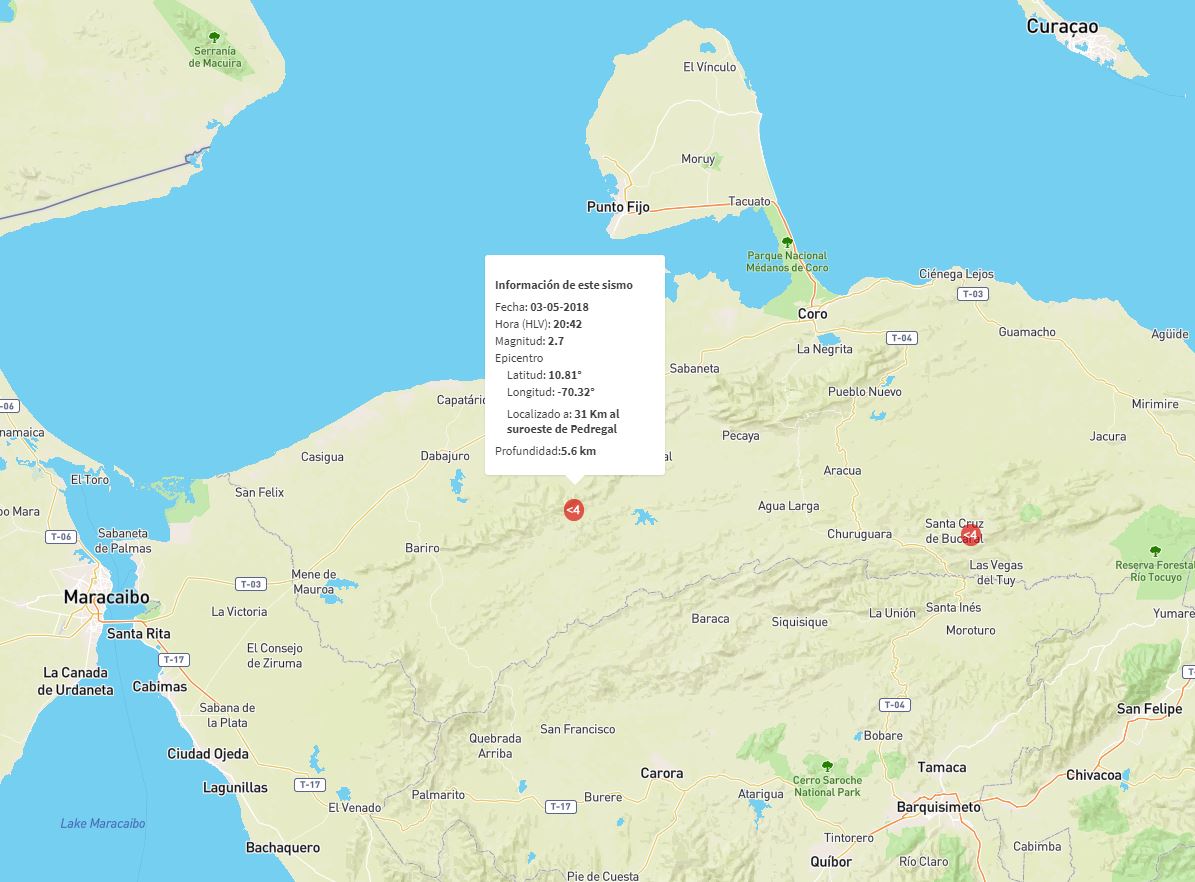 Registran sismo de 2,7 en Falcón este #3May