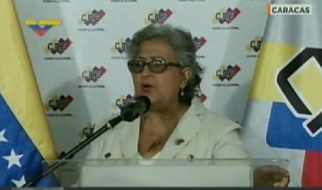 Tibisay Lucena, presidente del CNE // Foto captura tv