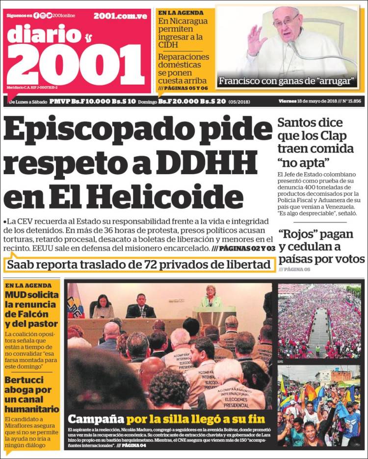 Portadas de este viernes 18 de mayo de 2018