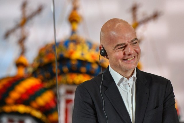 El presidente de la FIFA, Gianni Infantino, participa en la apertura del Centro Internacional de Radiodifusión (IBC) de la Copa Mundial de la FIFA 2018 en el Centro Internacional de Exposiciones Crocus Expo de Moscú el 9 de junio de 2018. / AFP PHOTO / Mladen ANTONOV