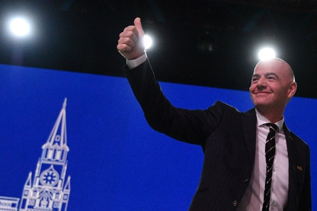 El presidente de la FIFA, Gianni Infantino, asiste al 68º Congreso de la FIFA en el Expocentre de Moscú el 13 de junio de 2018. / AFP PHOTO / Mladen ANTONOV