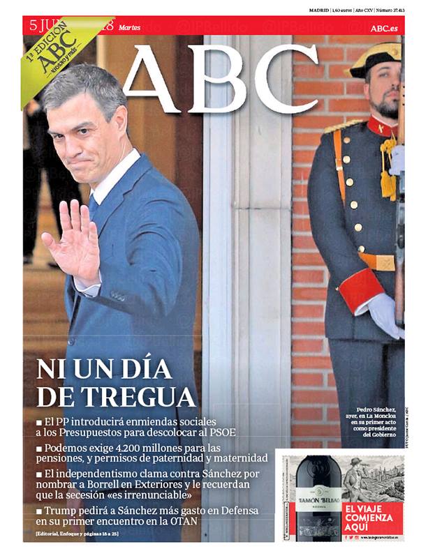 Portadas de la prensa internacional de este martes 5 de junio de 2018