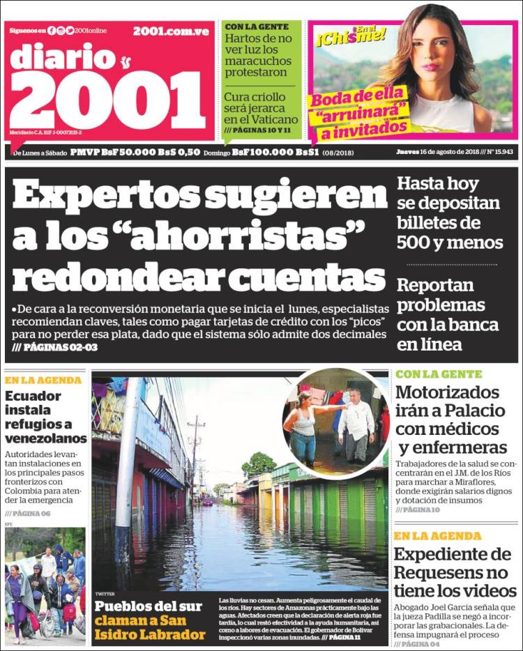 Portadas de este jueves 16 de agosto de 2018