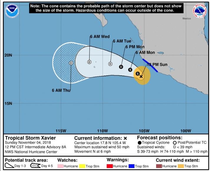 La tormenta tropical Xavier se aproxima a las costas mexicanas