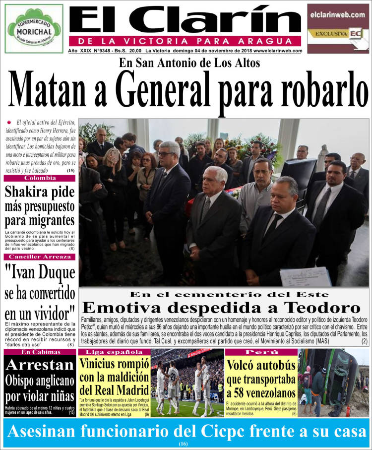 Portadas de este domingo 4 de noviembre de 2018