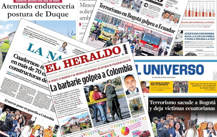 Así reseñó la prensa internacional el atentado en Bogotá (Portadas)