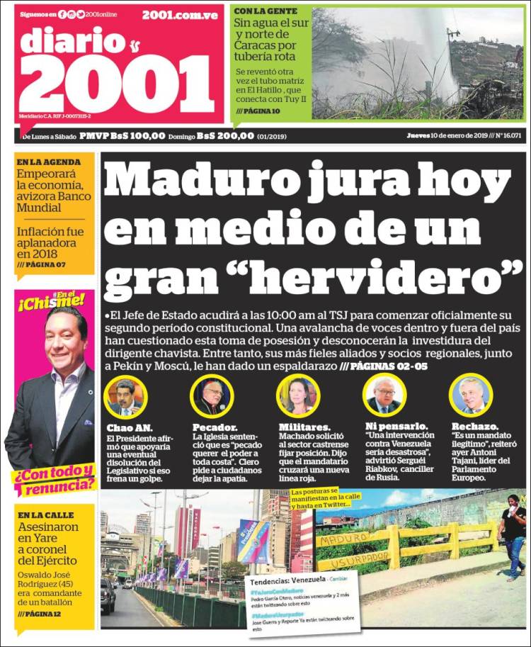 Portadas de este jueves 10 de enero de 2019