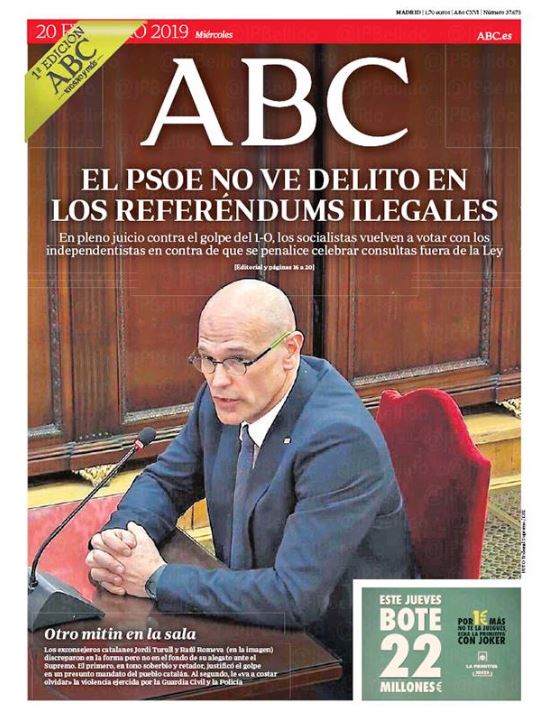 Portadas de la prensa internacional de este miércoles 20 de febrero de 2019