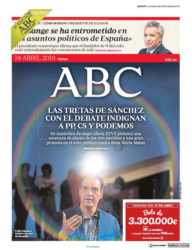 Portadas de la prensa internacional de este viernes 19 de abril de 2019