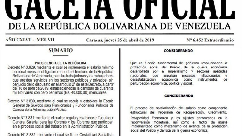 La verdad detrás de la “filtración” de la Gaceta que establece aumento salarial