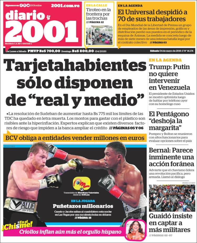 Portadas de este sábado 4 de mayo de 2019