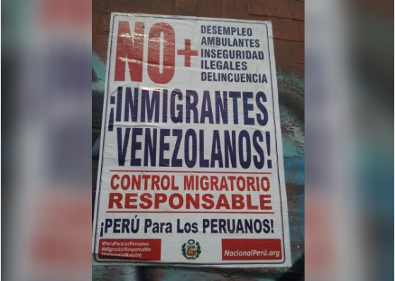 Colocan carteles xenófobos contra venezolanos en Perú (foto)