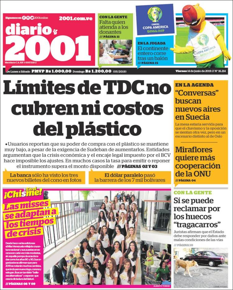 Portadas de este viernes 14 de junio de 2019