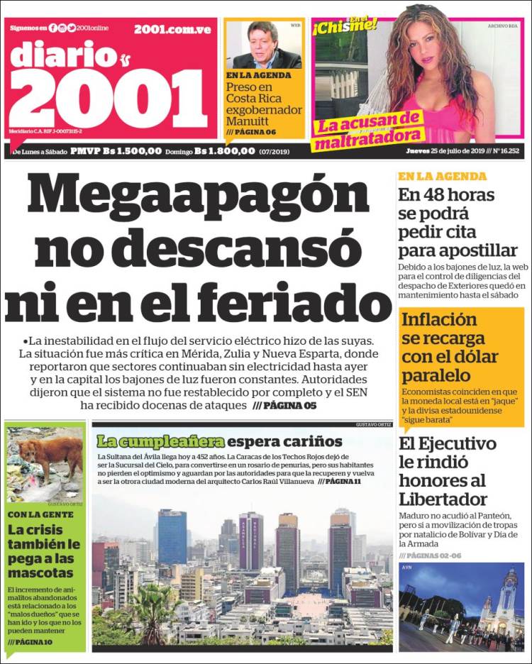 Portadas de este jueves 25 de julio de 2019