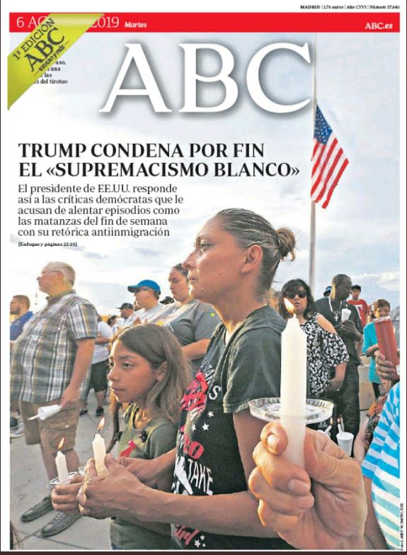 Portadas de la prensa internacional de este martes 6 de agosto de 2019