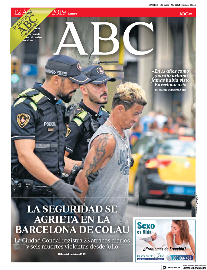 Portadas de la prensa internacional de este lunes 12 de agosto de 2019