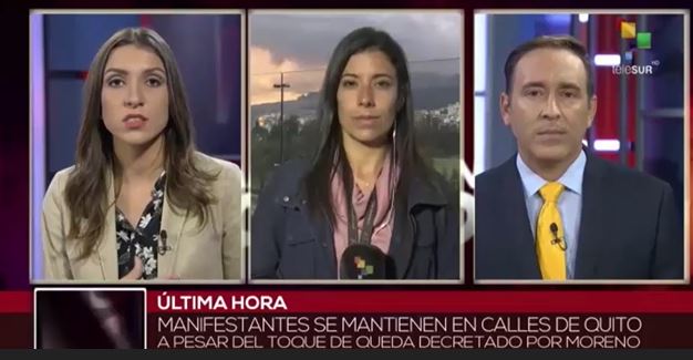 TeleSur informó que policías se unieron a protesta en Ecuador pero en realidad estaban secuestrados