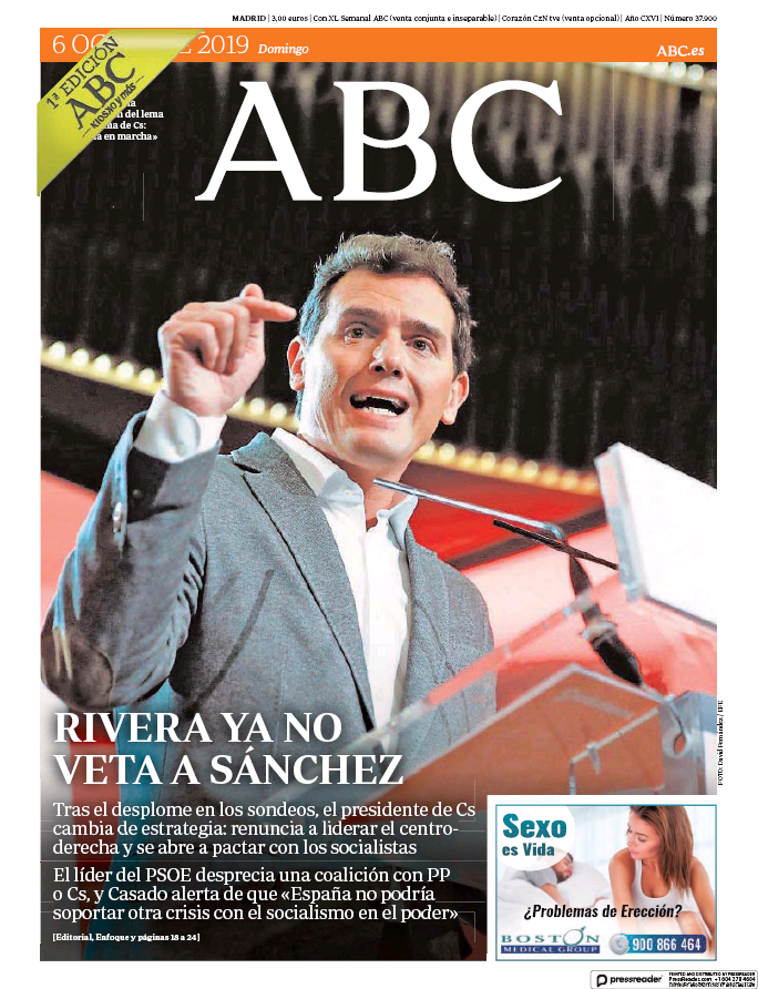 Portadas de la prensa internacional de este domingo 6 de octubre de 2019