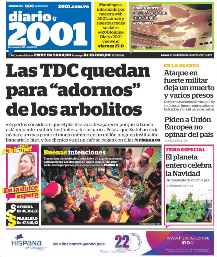 Portadas de este lunes 23 de diciembre de 2019