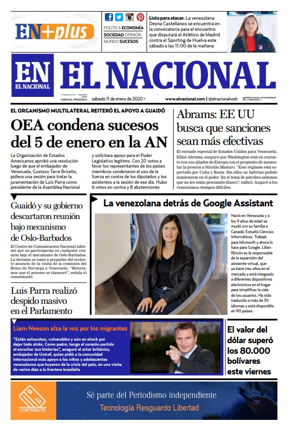 Portadas de este sábado 11 de enero de 2020