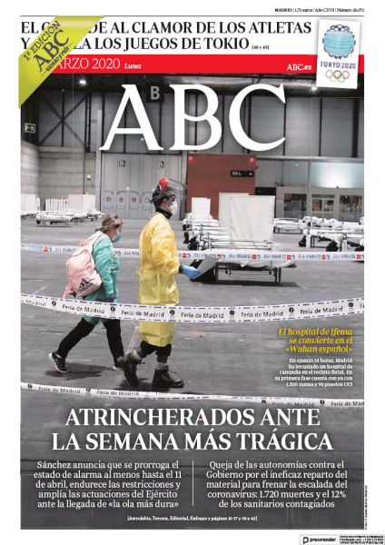 Portadas de la prensa internacional de este lunes 23 de marzo de 2020