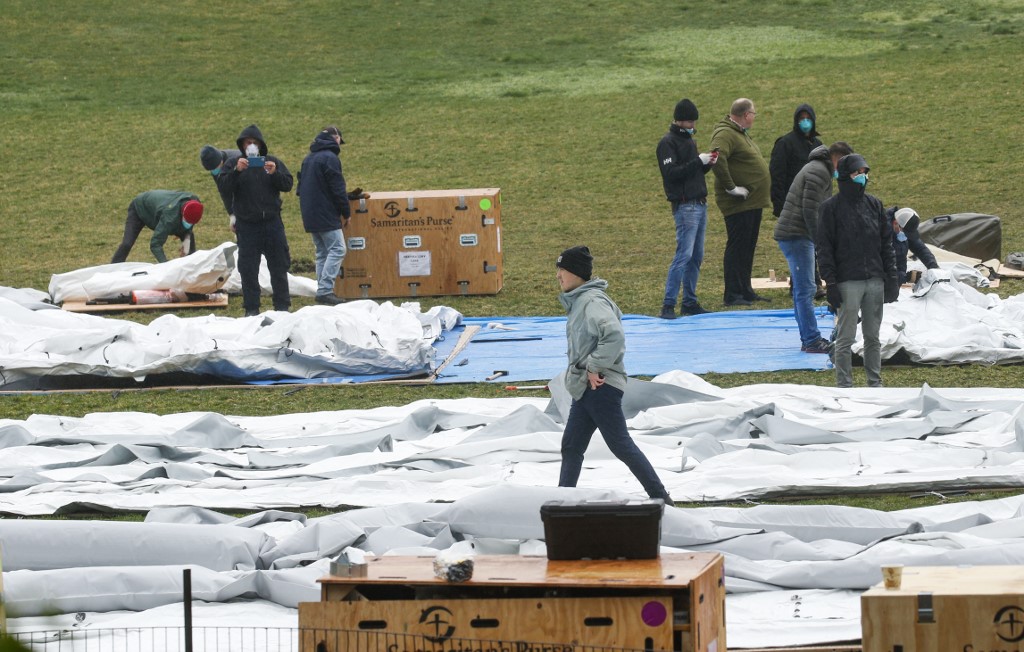 Levantan un hospital de campaña en el Central Park de Nueva York